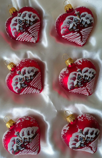 Sada vánočních srdíček ČERVENÁ VÍSKA 6 ks 